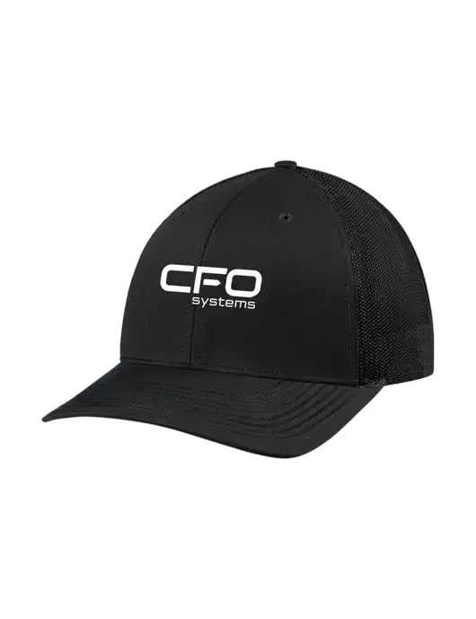 Richardson Adjustable Snapback Original 112 Trucker Cap Black w/Black Mesh w/CFO Systems Logo
