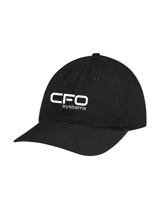 Garment Washed Unstructured Twill Black Cap w/CFO Systems Logo