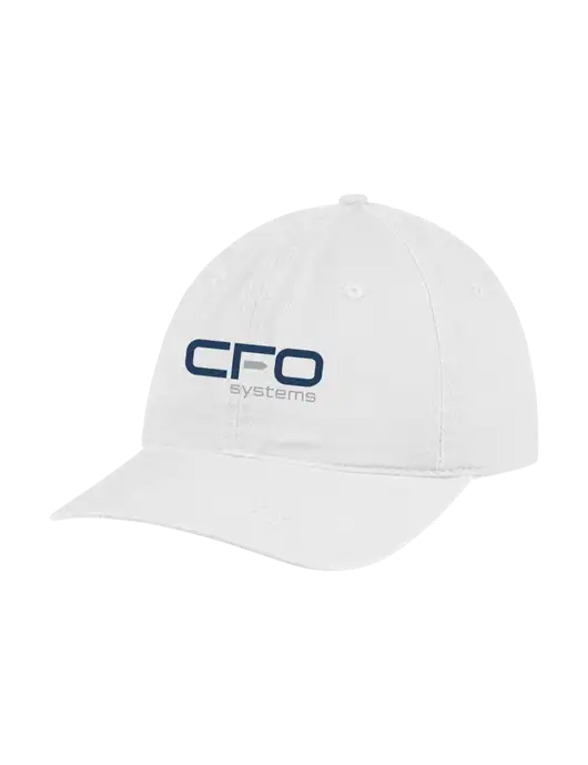 Garment Washed Unstructured Twill White Cap w/CFO Systems Logo