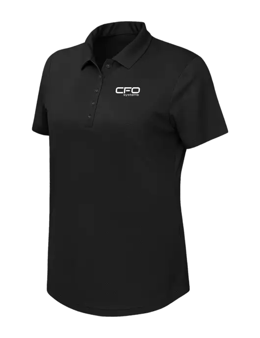 Callaway Womens Birdseye Black Polo w/CFO Systems Logo