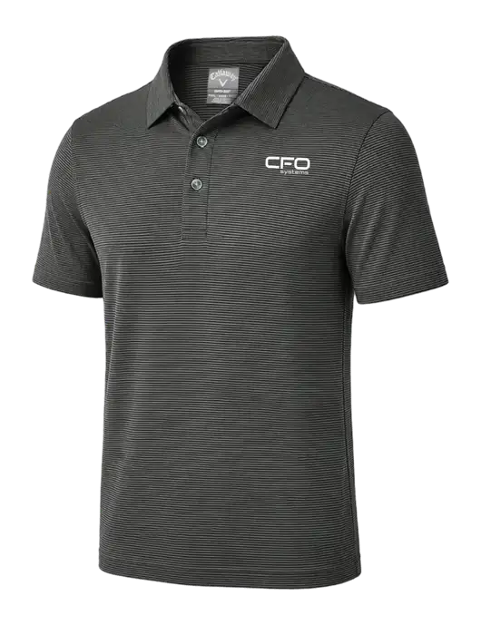 Callaway Black Fine Line Stripe Polo w/CFO Systems Logo