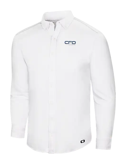 OGIO Bright White Modern Code Stretch Button-Up Shirt w/CFO Systems Logo