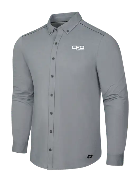 OGIO Medium Grey Heather Modern Code Stretch Button-Up Shirt w/CFO Systems Logo