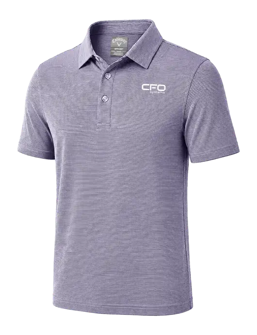 Callaway Navy Fine Line Stripe Polo w/CFO Systems Logo