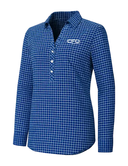 Womens Navy/White City Stretch Shirt w/CFO Systems Logo