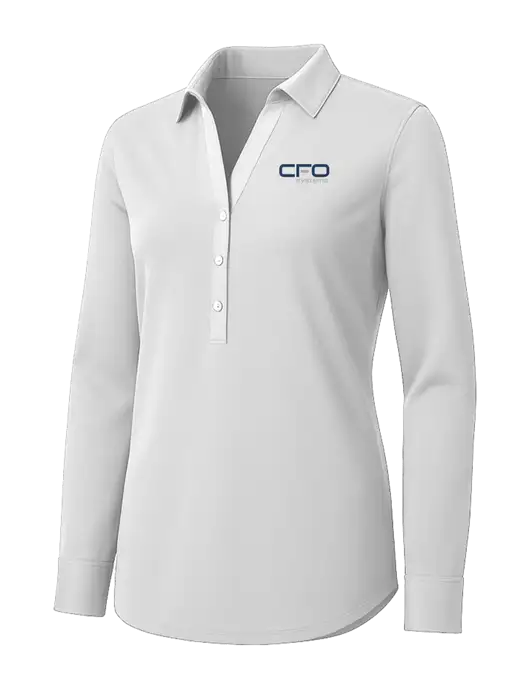 Womens White City Stretch Shirt w/CFO Systems Logo