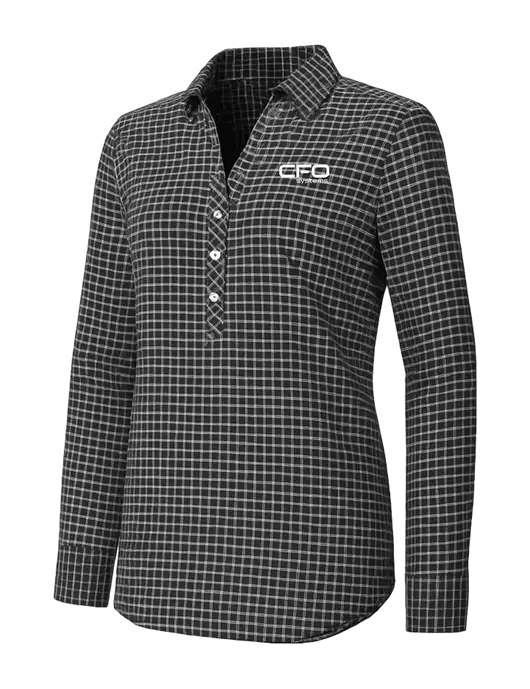 Womens Dark Grey/White City Stretch Shirt w/CFO Systems Logo