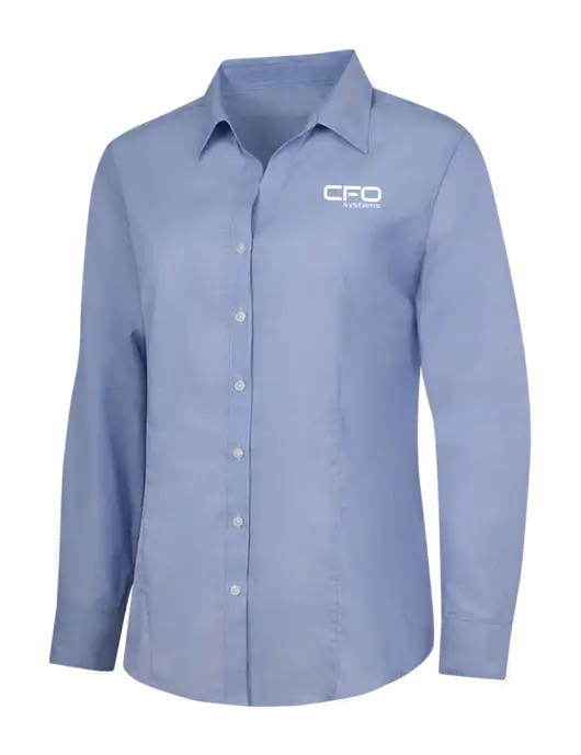 Light Slate Blue Womens Crosshatch Easy Care Shirt w/CFO Systems Logo
