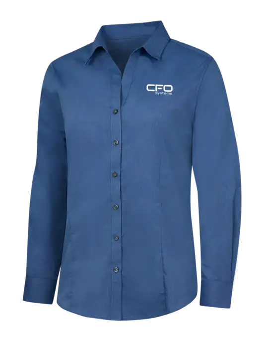 Light Navy Womens Crosshatch Easy Care Shirt w/CFO Systems Logo
