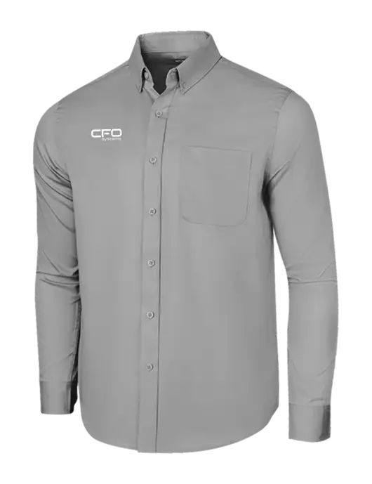 Long Sleeve Light Grey Superpro React Twill Shirt w/CFO Systems Logo