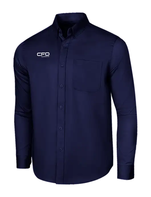Long Sleeve Navy Superpro React Twill Shirt w/CFO Systems Logo