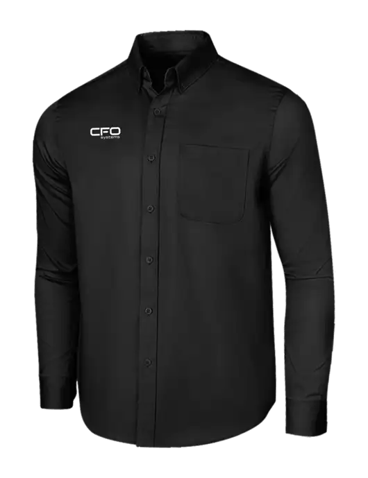 Long Sleeve Deep Black Superpro React Twill Shirt w/CFO Systems Logo