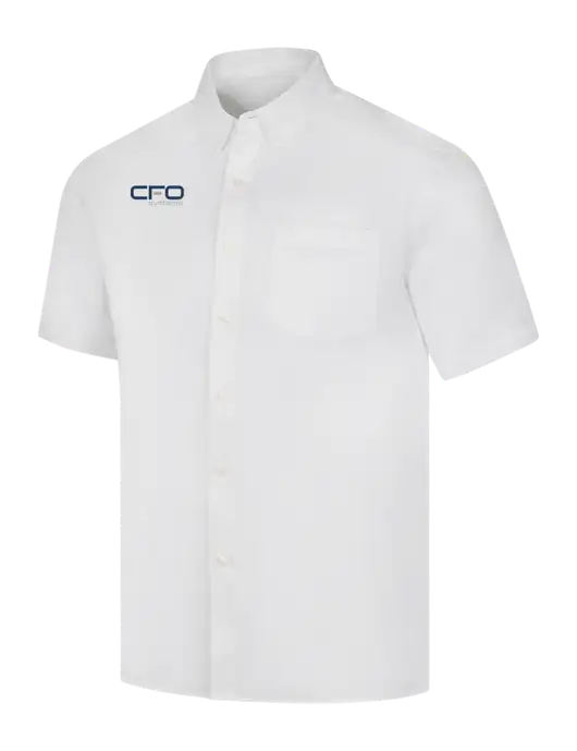Short Sleeve White Superpro React Twill Shirt w/CFO Systems Logo