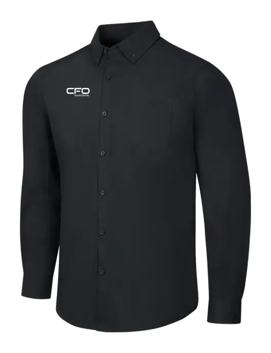 Black Long Sleeve Carefree Poplin Shirt w/CFO Systems Logo