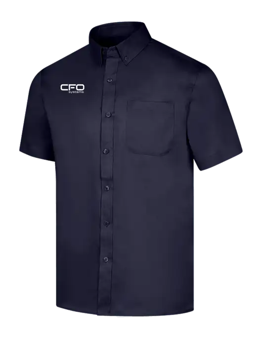 Short Sleeve Navy Superpro React Twill Shirt w/CFO Systems Logo