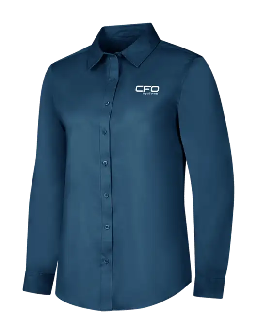 Light Navy Womens Long Sleeve Superpro React Twill Shirt w/CFO Systems Logo