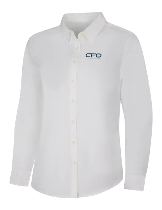 Womens White Long Sleeve Superpro React Twill Shirt w/CFO Systems Logo