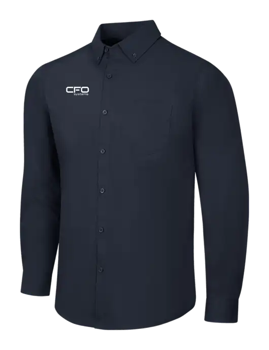 Navy Long Sleeve Carefree Poplin Shirt w/CFO Systems Logo