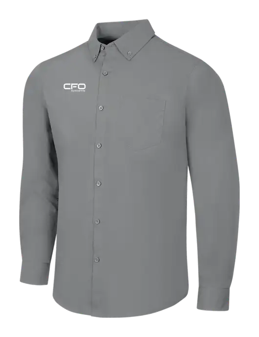 Medium Grey Long Sleeve Carefree Poplin Shirt w/CFO Systems Logo