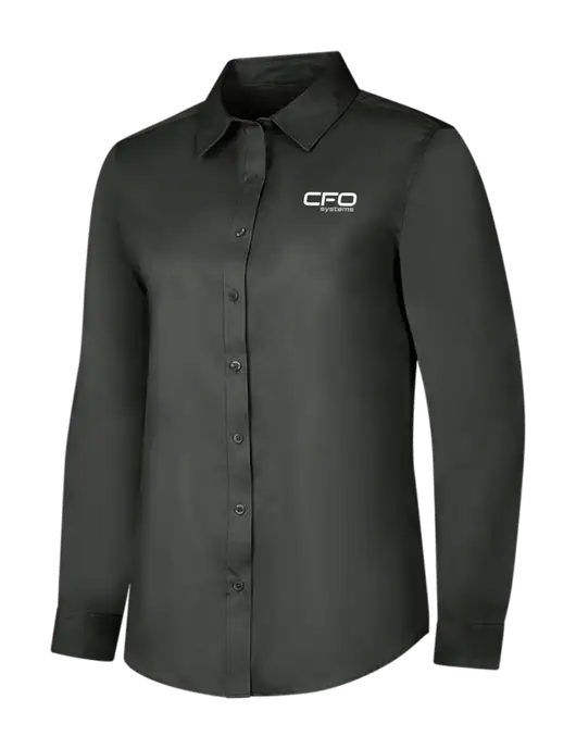 Dark Grey Womens Long Sleeve Superpro React Twill Shirt w/CFO Systems Logo