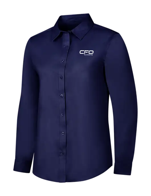 Navy Womens Long Sleeve Superpro React Twill Shirt w/CFO Systems Logo