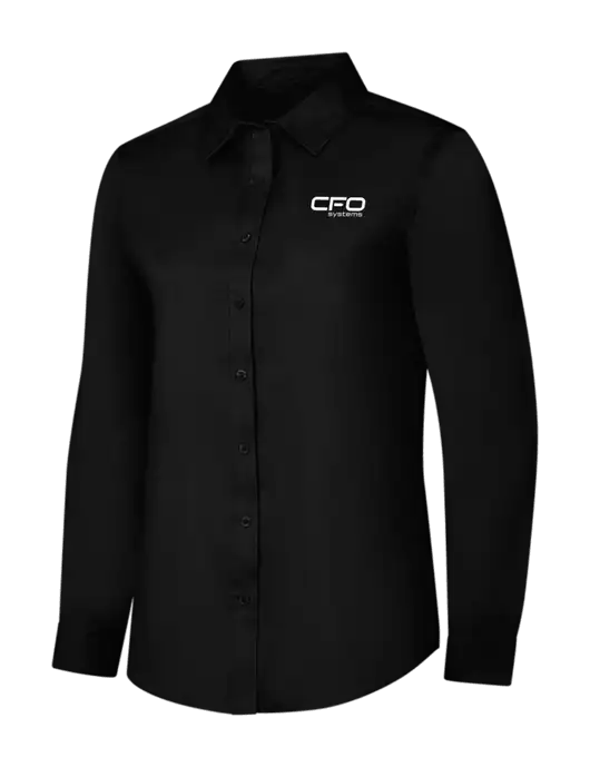 Womens Black Long Sleeve Superpro React Twill Shirt w/CFO Systems Logo