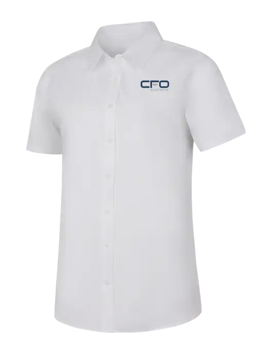 Womens White Short Sleeve Superpro React Twill Shirt w/CFO Systems Logo