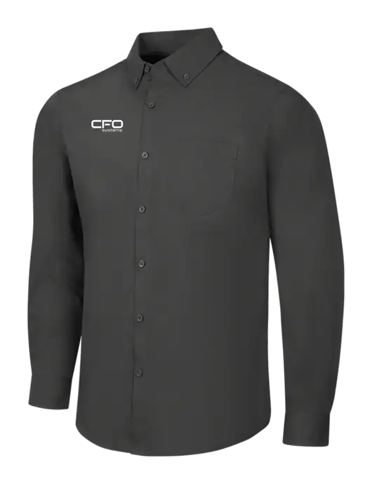 Dark Grey Long Sleeve Carefree Poplin Shirt w/CFO Systems Logo