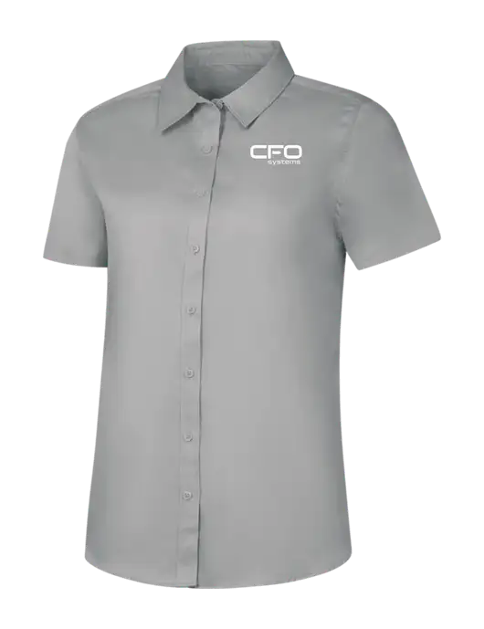 Womens Light Grey Short Sleeve Superpro React Twill Shirt w/CFO Systems Logo