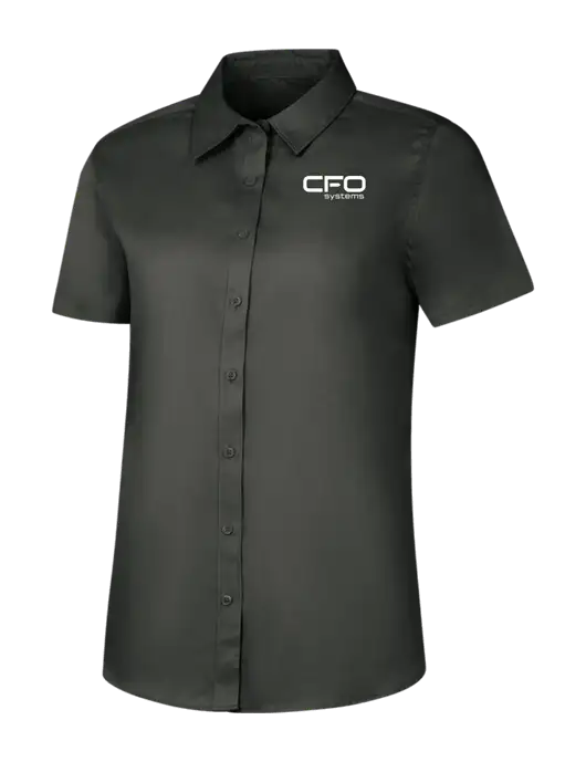 Womens Dark Grey Short Sleeve Superpro React Twill Shirt w/CFO Systems Logo