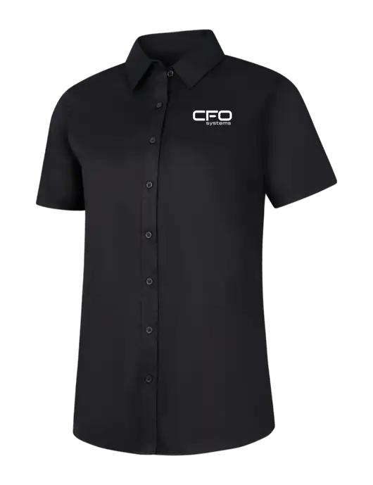 Womens Black Short Sleeve Superpro React Twill Shirt w/CFO Systems Logo