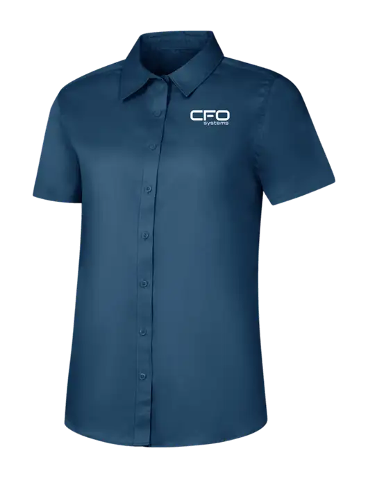 Womens Light Navy Short Sleeve Superpro React Twill Shirt w/CFO Systems Logo