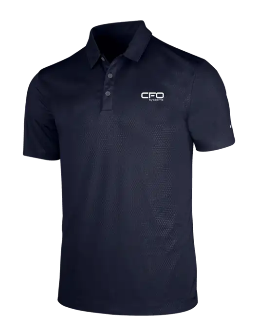 NIKE Dark Navy Dri-Fit Embossed Tri-Blade Polo w/CFO Systems Logo