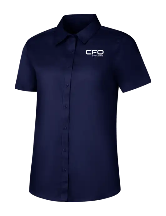 Womens Navy Short Sleeve Superpro React Twill Shirt w/CFO Systems Logo