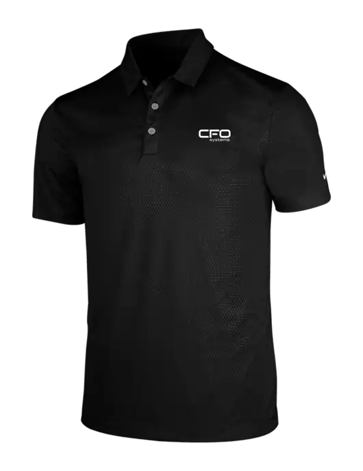 NIKE Black Dri-Fit Embossed Tri-Blade Polo w/CFO Systems Logo