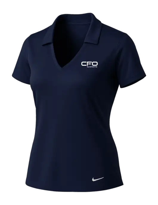 NIKE Dark Navy Womens Dri-Fit Vertical Mesh Polo w/CFO Systems Logo