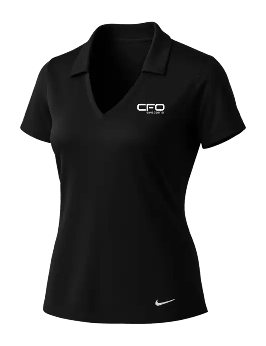 NIKE Black Womens Dri-Fit Vertical Mesh Polo w/CFO Systems Logo