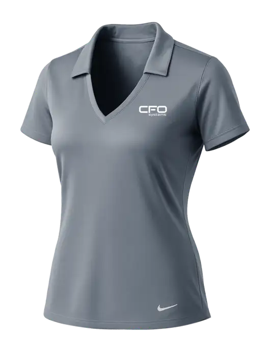NIKE Medium Grey Womens Dri-Fit Vertical Mesh Polo w/CFO Systems Logo