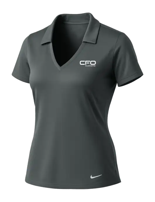 NIKE Dark Grey Womens Dri-Fit Vertical Mesh Polo w/CFO Systems Logo