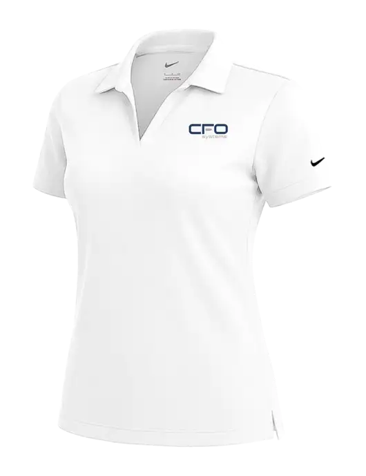 NIKE White Womens Dri-Fit Micro Pique Polo w/CFO Systems Logo