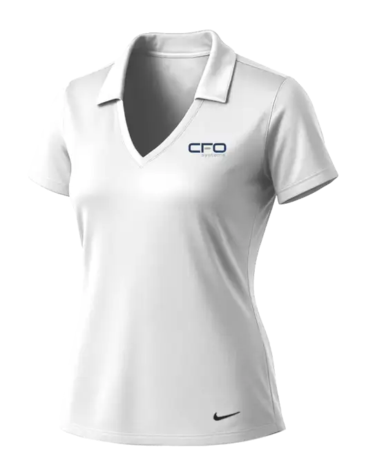 NIKE White Womens Dri-Fit Vertical Mesh Polo w/CFO Systems Logo