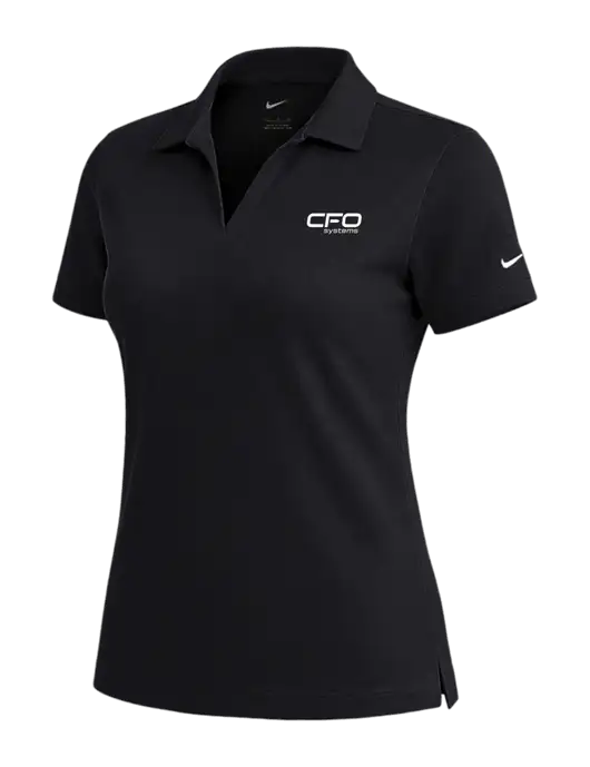 NIKE Black Womens Dri-Fit Micro Pique Polo w/CFO Systems Logo