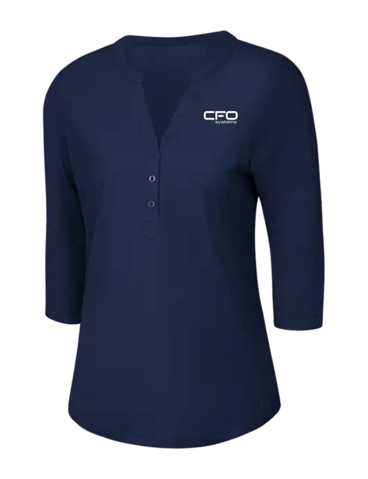OGIO Navy Jewel Henley w/CFO Systems Logo