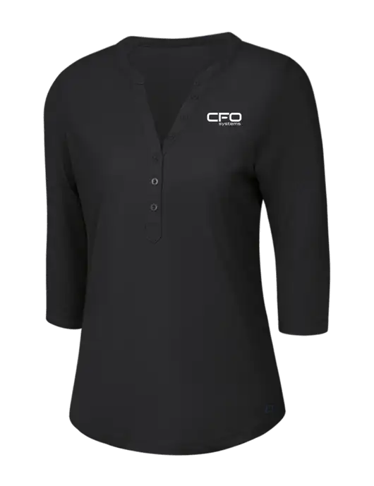 OGIO Blacktop Jewel Henley w/CFO Systems Logo