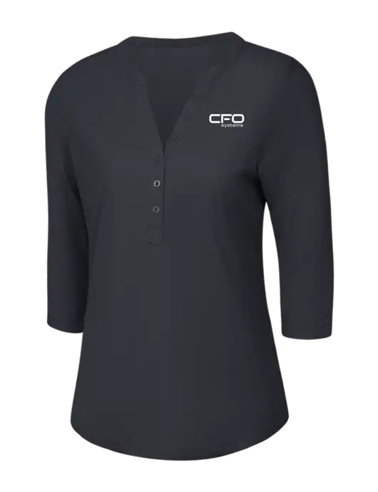OGIO Charcoal Grey Jewel Henley w/CFO Systems Logo