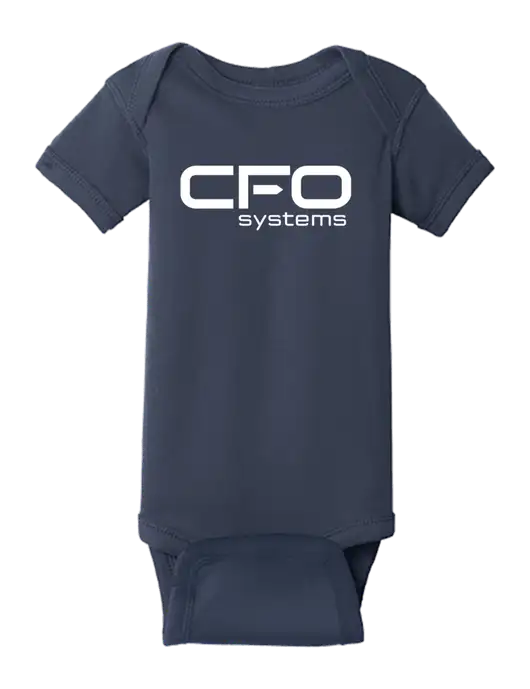 Rabbit Skins Navy Infant Short Sleeve Baby Rib Bodysuit w/CFO Systems Logo