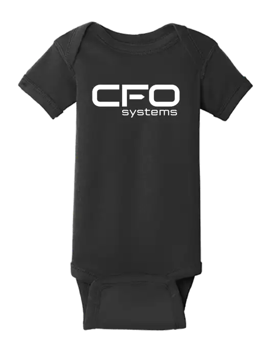 Rabbit Skins Black Infant Short Sleeve Baby Rib Bodysuit w/CFO Systems Logo