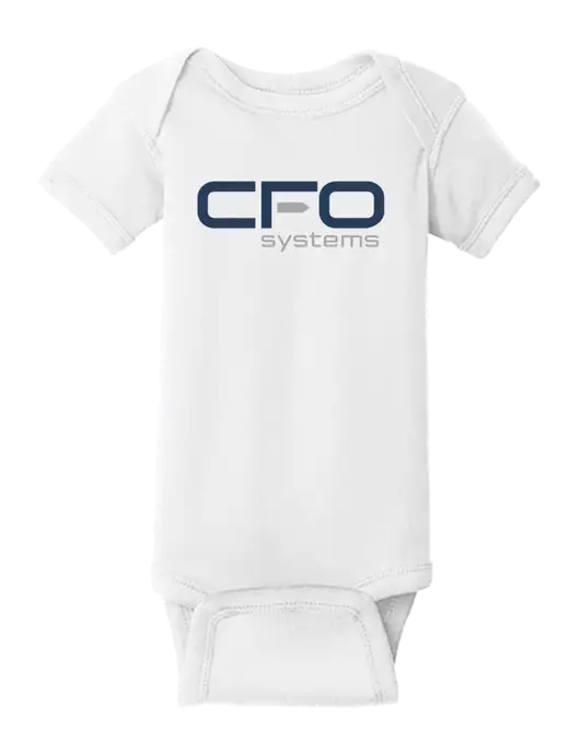 Rabbit Skins White Infant Short Sleeve Baby Rib Bodysuit w/CFO Systems Logo