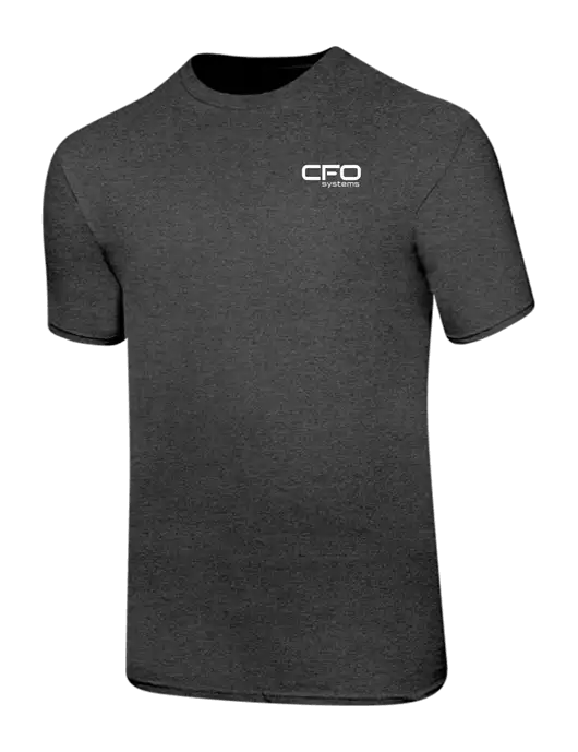 Ring Spun Dark Heather Grey 4.5 oz T-Shirt w/CFO Systems Logo