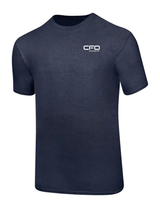 Ring Spun Heather Navy 4.5 oz T-Shirt w/CFO Systems Logo